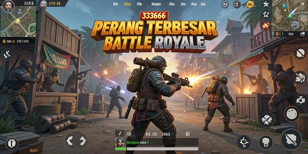 Screenshot 333666 menampilkan aksi seru dalam pertempuran Battle Royale.