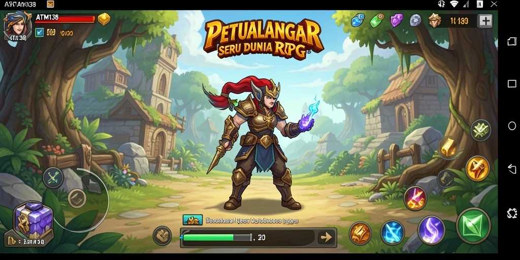 Screenshot utama menunjukkan aksi epik dalam permainan RPG ATM138.