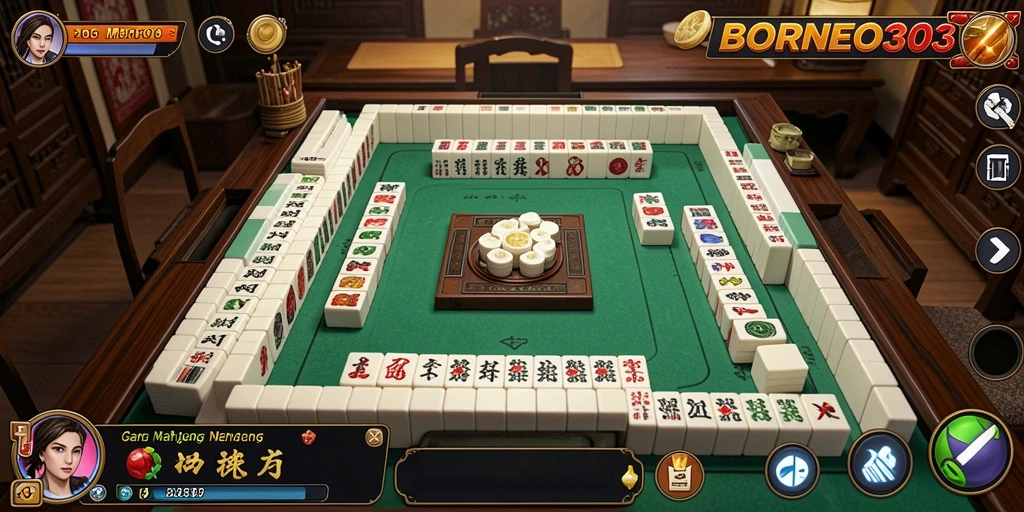 Gameplay menarik dari BORNEO303 dengan tampilan ubin Mahjong.