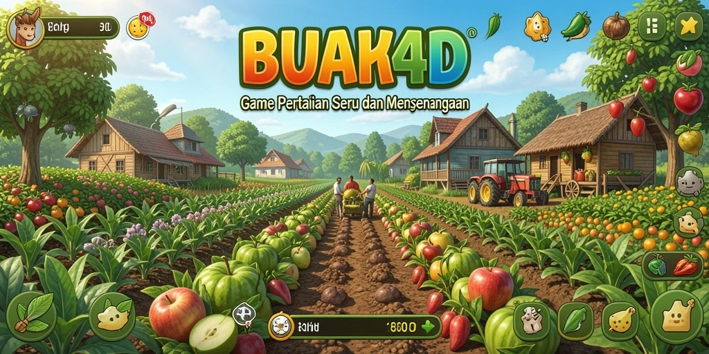 Screenshot gameplay BUAH4D yang menampilkan aktivitas bertani.