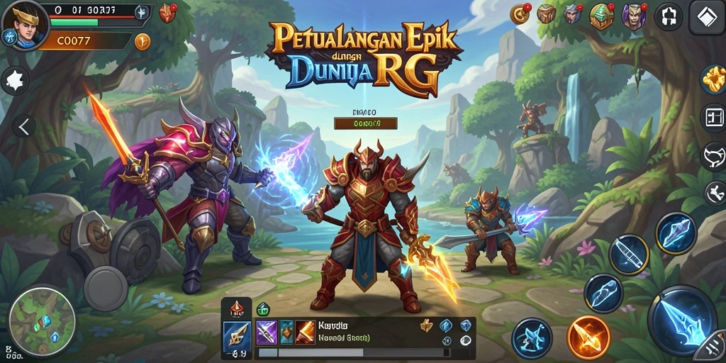 Screenshot gameplay C0077 menampilkan pertarungan seru dalam dunia RPG.