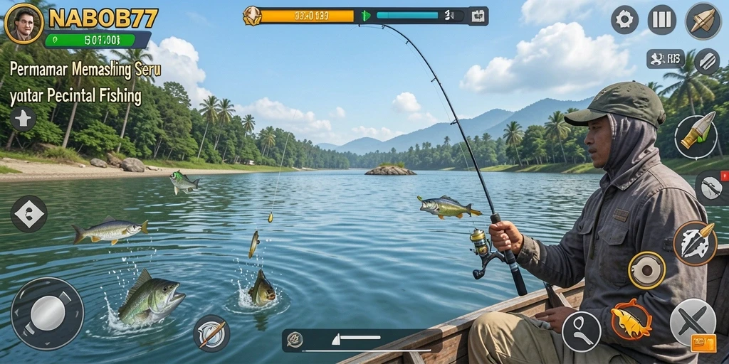Tampilan utama gameplay NABOB77 yang menarik saat memancing.