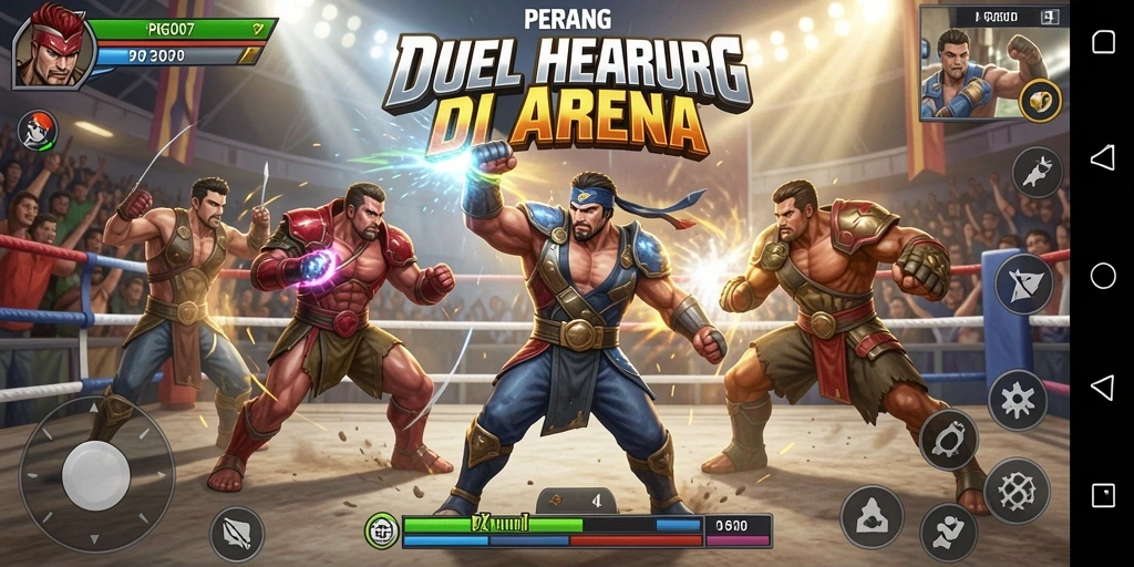 Tampilan seru dan mendebarkan dari gameplay PRG007 di arena Fighting.