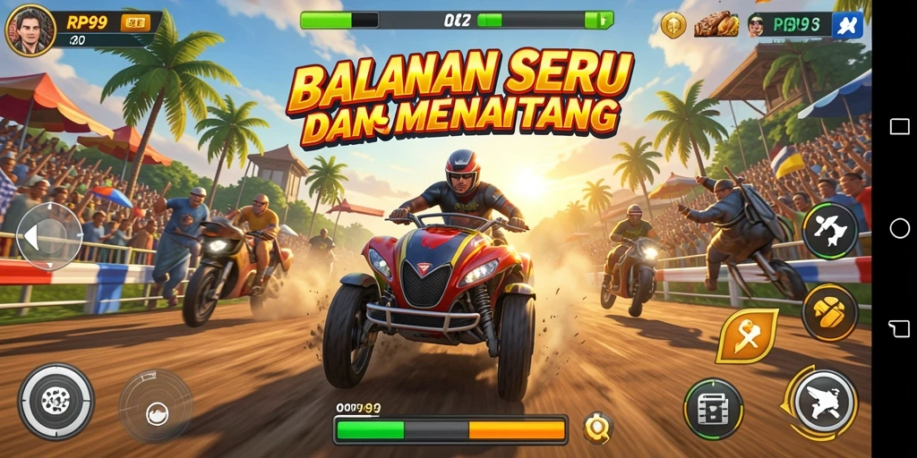 Screenshot mendemonstrasikan serunya balapan di RP99 dengan grafis memukau.