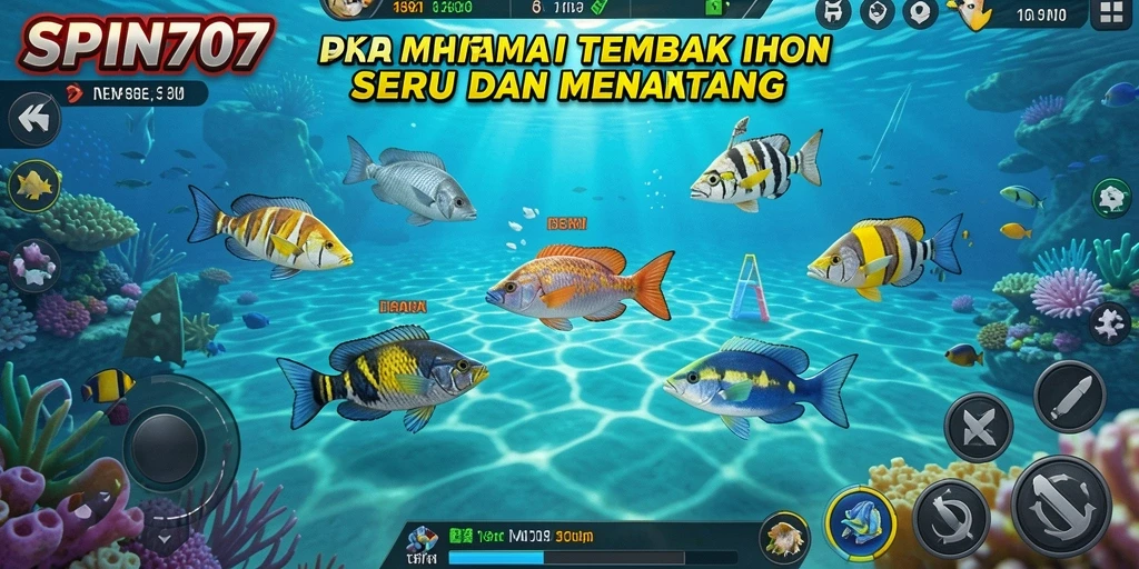 Screenshot gameplay SPIN707 dengan ikan berwarna-warni dan seru.
