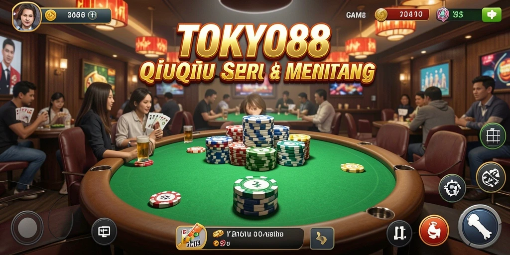 Screenshot gameplay QiuQiu TOKYO88 yang menarik dan dinamis.